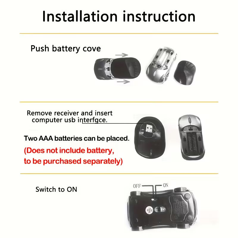Mouse Inalámbrico Óptico – Portátil para Oficina y Hogar