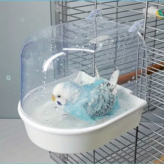 Bañera Transparente para Aves – Accesorio Antisalpicaduras para Jaula