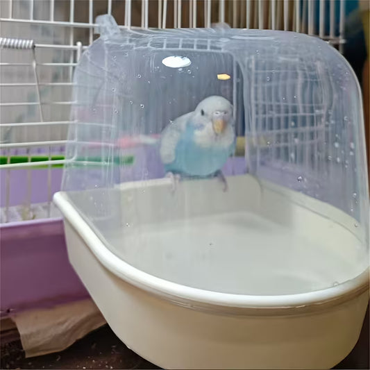 Bañera Transparente para Aves – Accesorio Antisalpicaduras para Jaula