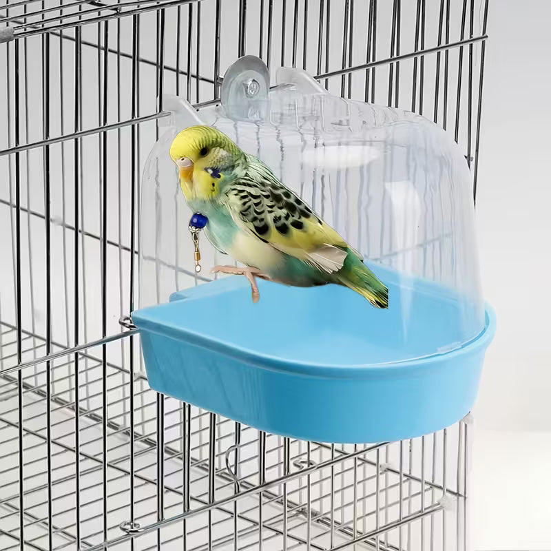 Bañera Transparente para Aves – Accesorio Antisalpicaduras para Jaula