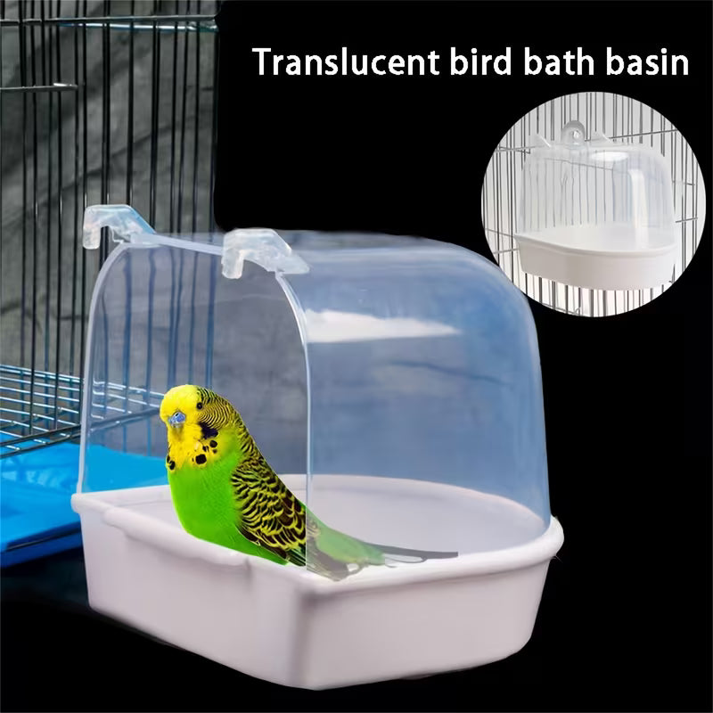 Bañera Transparente para Aves – Accesorio Antisalpicaduras para Jaula