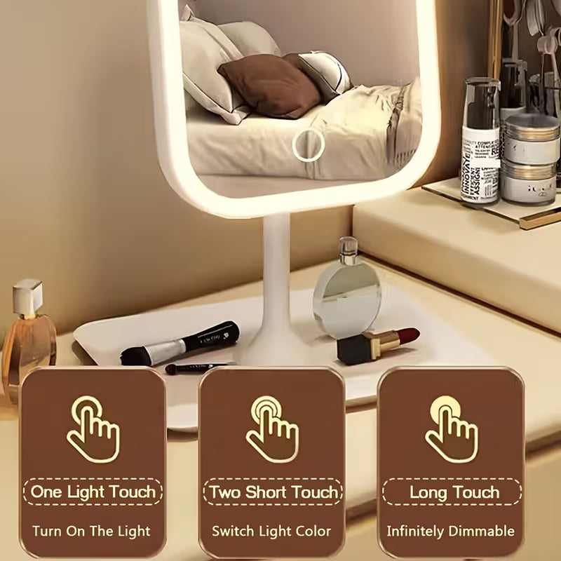 Espejo de Maquillaje LED Portátil con Control Táctil