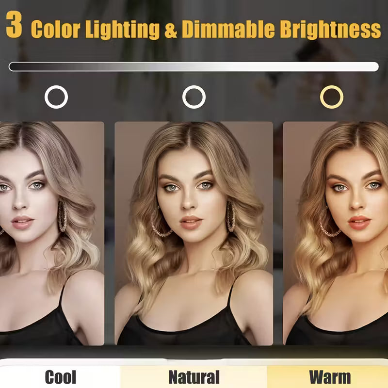 Espejo de Maquillaje LED Portátil con Control Táctil