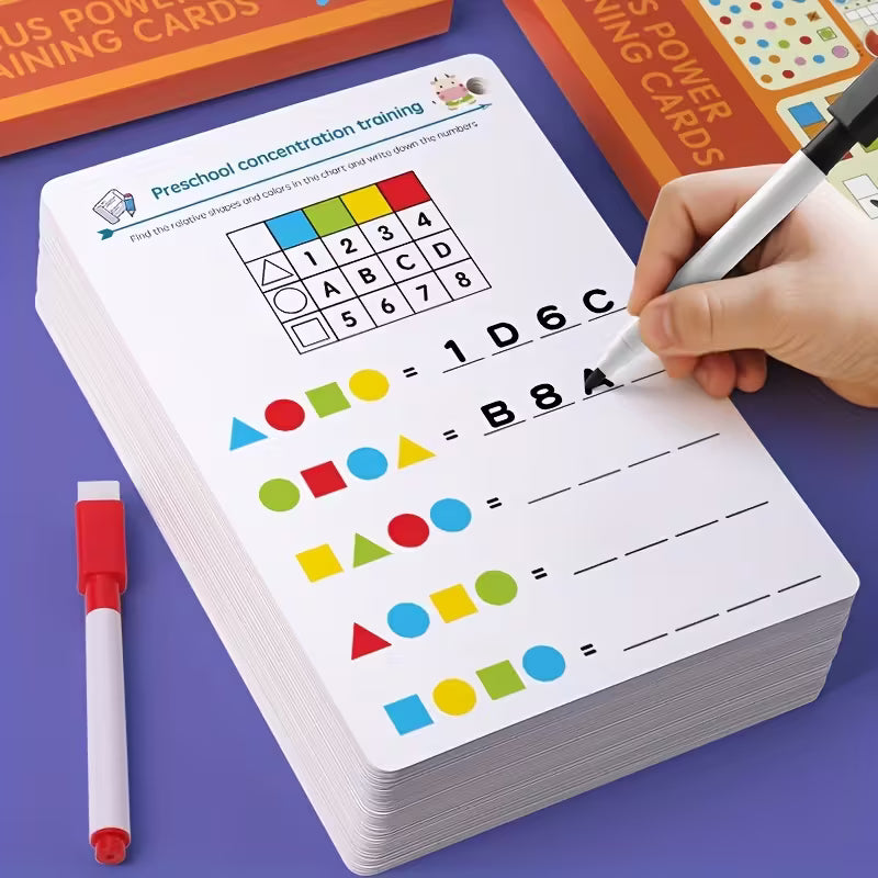 Set Educativo Reutilizable con 64 Tarjetas – Escritura y Control del Lápiz (3+)