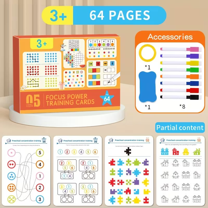 Set Educativo Reutilizable con 64 Tarjetas – Escritura y Control del Lápiz (3+)